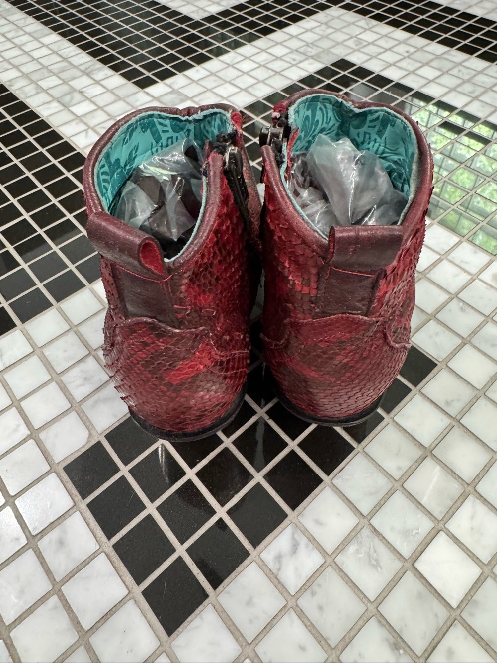 Corral Red Python Snip Toe Ankle Booties - Picture 3 of 6